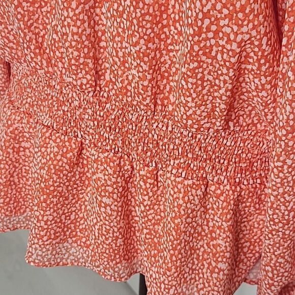 Sam and Jess Orange V Neck Blouse Size XL - Picture 3 of 10